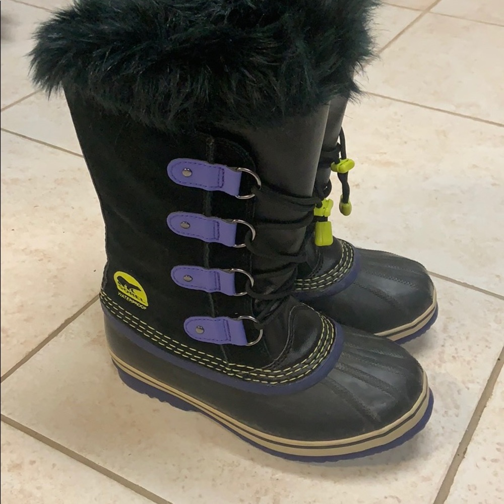 Sorel Suede Waterproof Girls Boots with Fur